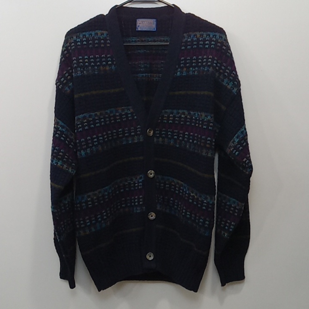 Vintage Pendleton 100% Virgin Wool Sweater Cardigan V Neck Men's Sz L EUC RARE!